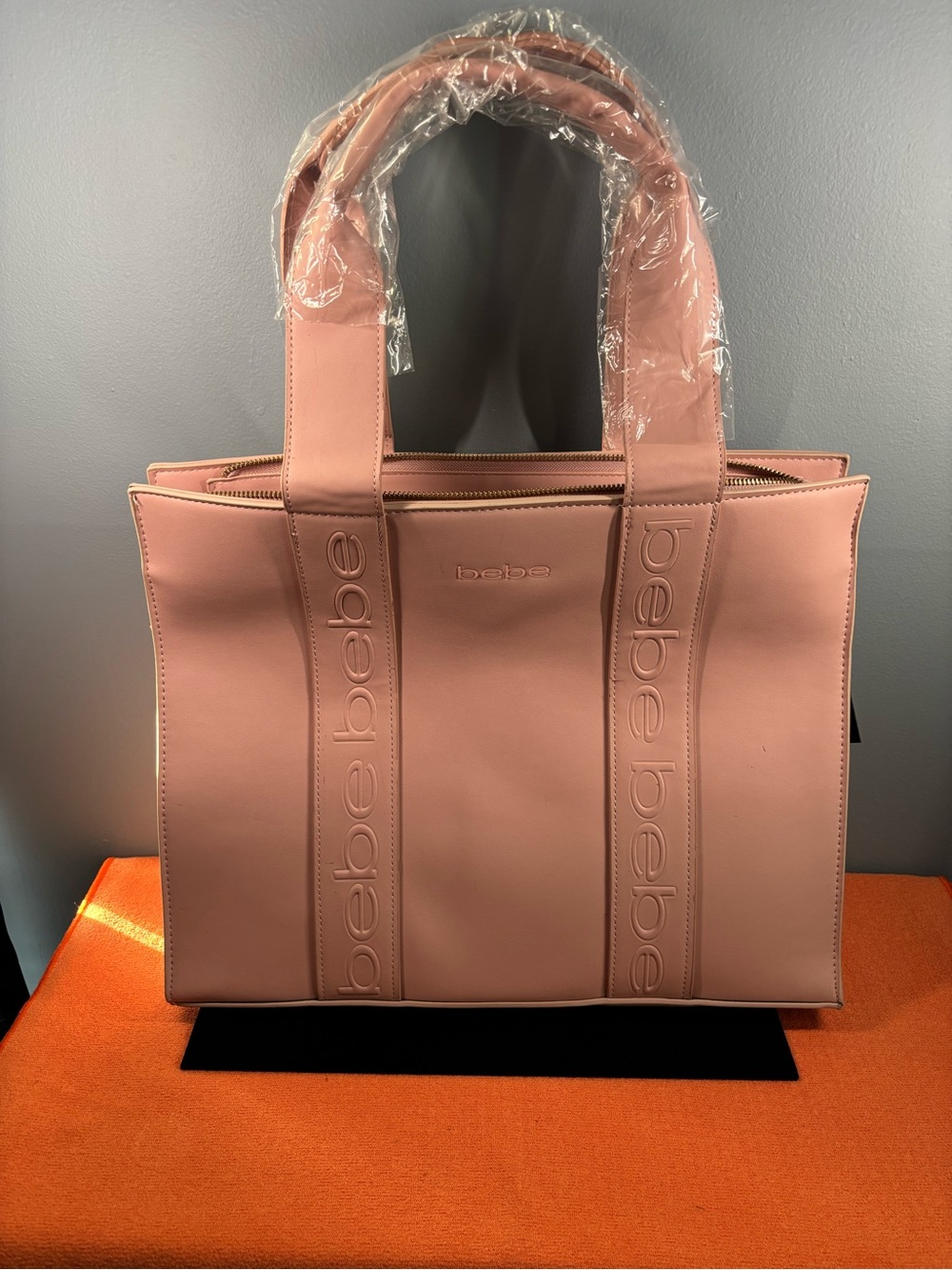 bebe  Large Hana Pink Embossed Logo Tote